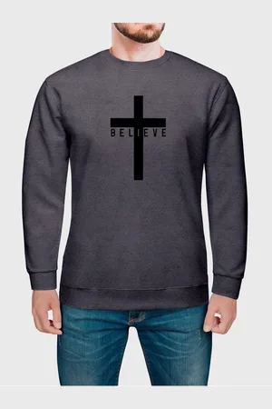 Benellys Moletom Gola Redonda Masculino Flanelado Estampa Believe Chumbo