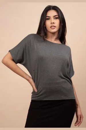 Amazonia Vital Blusa Básica Morcego Malha Gola Canoa Manga Curta Azul Mescla