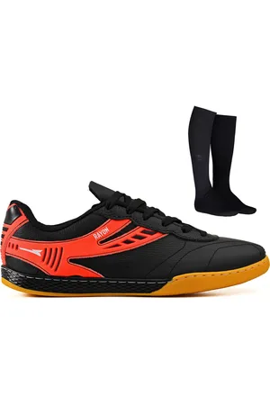 CALCADOS LGHT LIGHT Chuteira Futsal Profissional Masculina em Couro Futebol de Salao Quadra + Meião