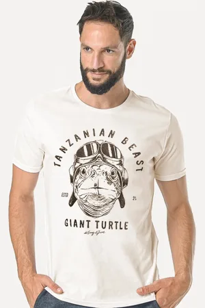 King & Joe Camiseta Masculina Slim Tanzanian Beach Off-White