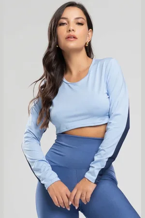 Vicbela Cropped Manga Longa Fitness Tecido Proteção Solar Uv 50+ Beach Tennis Claro