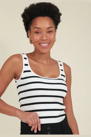 Pop Me Blusa Tricô Sem Manga Listrada Off-White
