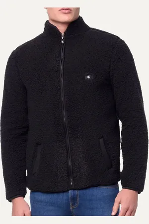Calvin Klein Blusa Jeans Masculina Sherpa CK Logo Preta