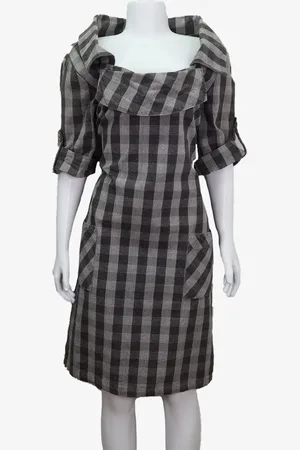 EMIGÊ Vestido Reserva Natural Curto Xadrez Cinza Produto Gentilmente Usado