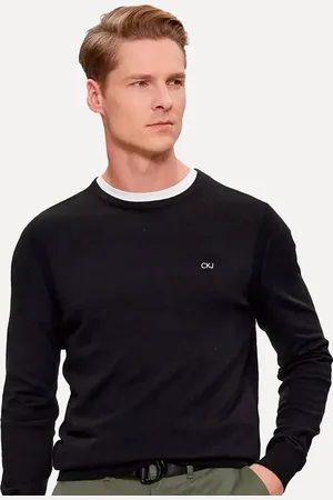 Calvin Klein Suéter Jeans Masculino Tricot GL Careca Viscose com Logo