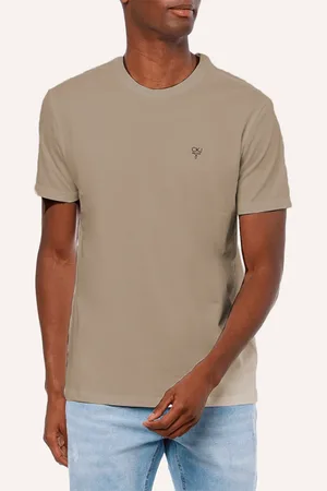 Calvin Klein Camiseta Jeans Masculina Dark Omega Logo Caqui Médio