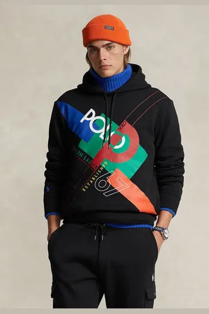 Ralph Lauren Blusa de Moletom Flanelada Fechada Logo Preta