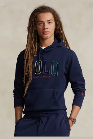 Ralph Lauren Blusa de Moletom Flanelada Fechada Logo Azul-Marinho