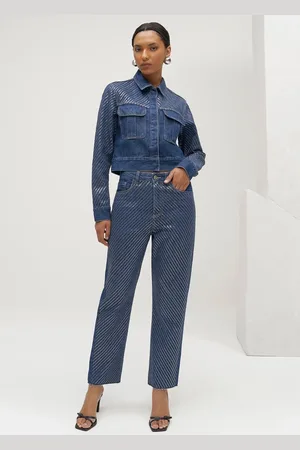 LEZ A LEZ Calça Reta Slim Cropped com Paetês