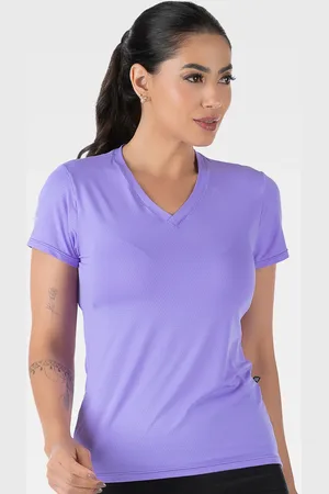 Summer Soul Blusa Fitness Manga Curta Decote V NewTrip Roxa