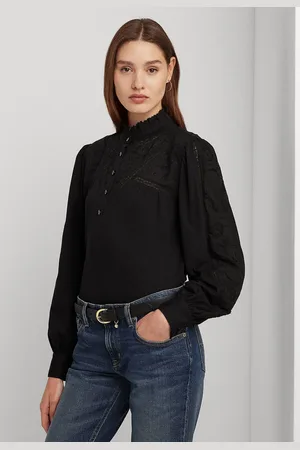 Ralph Lauren Camisa Franzida Preta