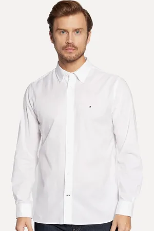 Tommy Hilfiger Camisa Masculina Regular Core Flex Poplin Branca