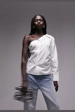 Topshop Camisa Acinturada Botões Branca