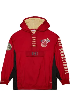 Mitchell & Ness Jaqueta Team OG 2.0 Anorak Windbreaker Vintage Logo Miami Heat Vermelha