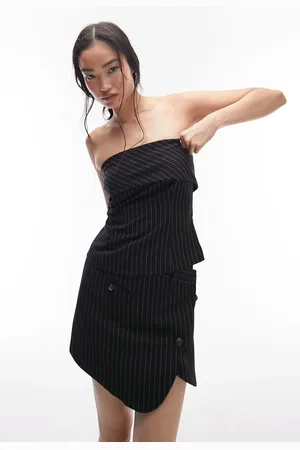 Topshop Blusa Reta Alfaiataria Risca de Giz Preta