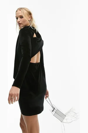 Topshop Vestido Curto Aveludado Recorte Costa
