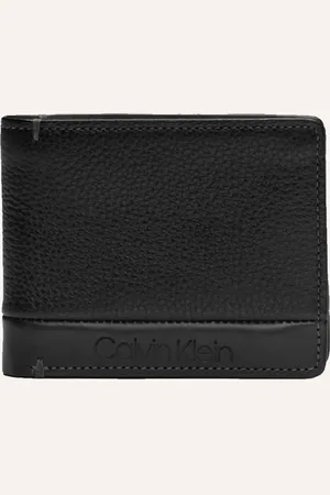 Calvin Klein Carteira Masculina Couro CK Textura Recorte Preta