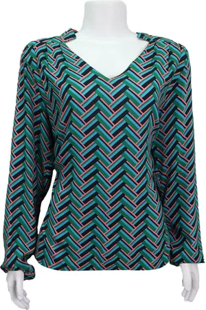 EMIGÊ Blusa Chic Jolie Geométrica Multicolorida Produto Gentilmente Usado