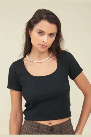 Pop Me Blusa Ribana Canelada Manga Curta Decote U
