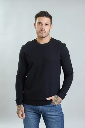 Dialogo Jeans Camiseta Manga Longa Masculina Texturizada Gola Redonda