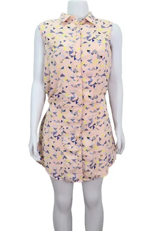 EMIGÊ Vestido Lab Curto Geométrico Colorido Rosa Produto Gentilmente Usado