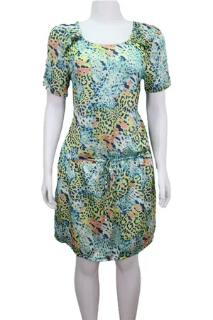 EMIGÊ Vestido Talita Kume Curto Estampado Azul Produto Gentilmente Usado