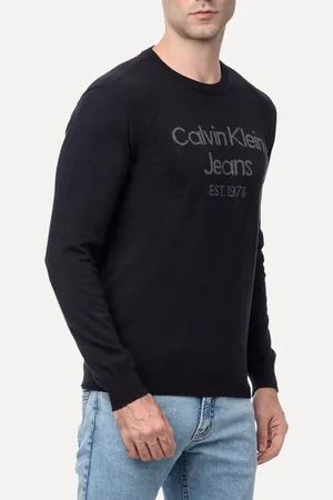 Calvin Klein Suéter Jeans Masculino Tricot Gola Careca Logo 1978