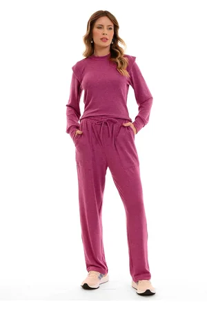 Bisô Conjunto Blusa e Calça Malha Fúcsia