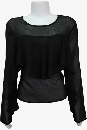 EMIGÊ Blusa Pool Vazada Poá Preta Produto Gentilmente Usado