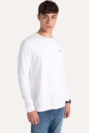 Tommy Hilfiger Camiseta Masculina Manga Longa Essential Cotton Branca