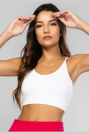 Vicbela Top Básico Alcinha Cropped Feminino Microfibra Branco