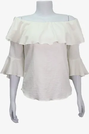 EMIGÊ Blusa Mob Babados Ciganinha Branca Produto Gentilmente Usado