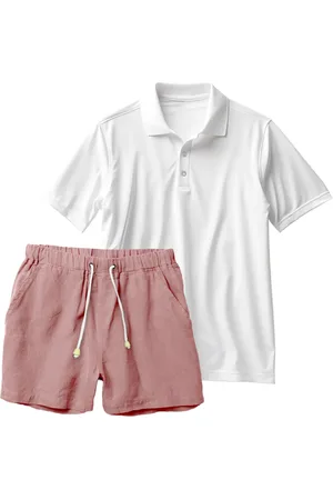 Relaxado Conjunto Masculino Camiseta Polo e Short Linho Moda Praia Luxo Premium