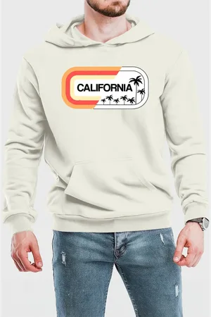Benellys Moletom Canguru Masculino Flanelado com Capuz Califórnia Tropical Off White