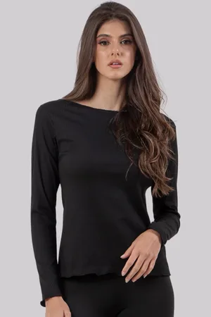 Diluxo Blusa Manga Longa Acabamento Franzido