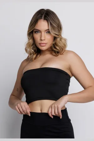 VEKYO Cropped Top Faixa Tomara Que Caia Casual Feminino