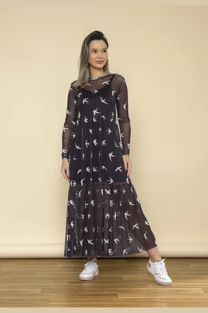 Aura Vestido Carolina Tule Pássaro