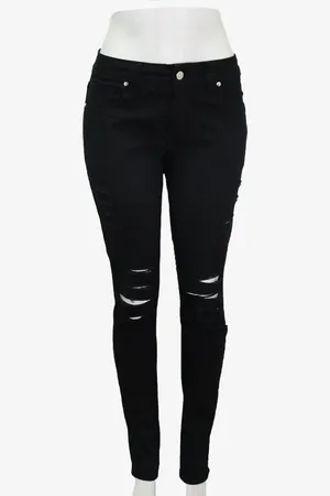 EMIGÊ Calça Carol Bassi Sarja Destroyed Preta Produto Gentilmente Usado