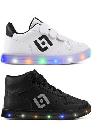 CALCADOS LGHT LIGHT Infantil - Kit Tênis De Led Casual Escolar Meninos Basico Street Jogger - /Preto Led - Preto Led