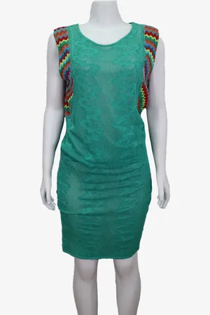 EMIGÊ Vestido Cecília Prado Curto Tricô Vazado Azul Produto Gentilmente Usado