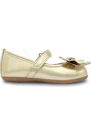 Footz Infantil - Sapatilha Feminino Juni Sapatinho Menina Com Laço Ouro