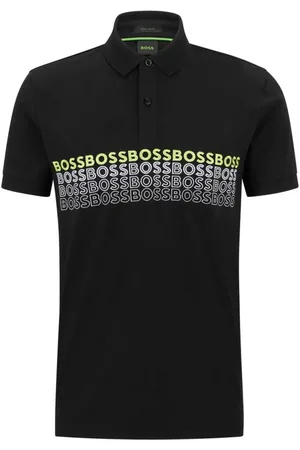 HUGO BOSS Polo De Mistura De Algodão Com Logotipos Bordados