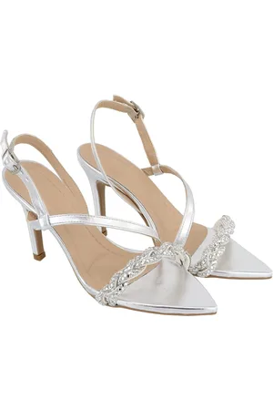 Flor da Pele Sandália Feminina Bico Fino Salto Alto Fino Brilho Strass 6018