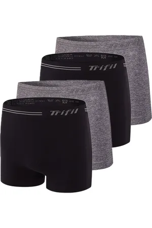 TRIFIL Kit 4 Cuecas Boxer Masculino Sem Costura Microfibra Preto Cinza