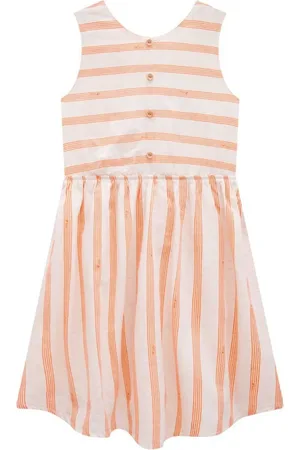 Nina Go Infantil - Vestido Listrado em Tecido Nature Feminino