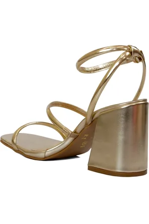 Flor da Pele Sandália Feminina Salto Médio Com Tiras Lançamento 12001 Ouro Light