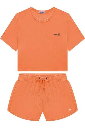 Nina Go Infantil - Conjunto Blusa e Short em Malha Canelada Feminino