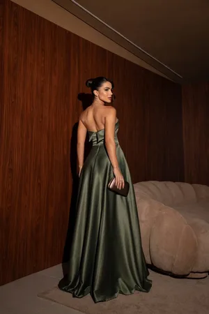 Cia do Vestido Vestido Longo de Festa Madrinhas Formandas Tomara que Caia Com Fenda Princesa Elegante Ilendy