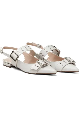 Flor da Pele Sapatilha Slingback Rasteira Feminina Bico Fino Off White Casual 183010