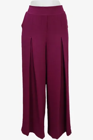 EMIGÊ Calça Pantalona Fendas Texturizada Roxa Produto Gentilmente Usado